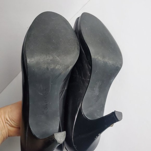 Women's size 11 Classic Black Heels Open Toe Casual Office Siren Career Wear - Picture 9 of 12